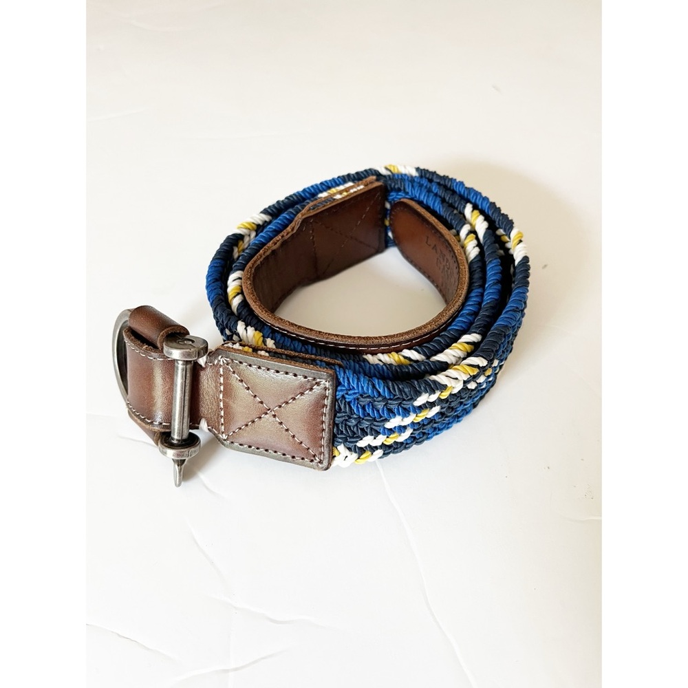Lands End blue/yellow braided nautical belt L
